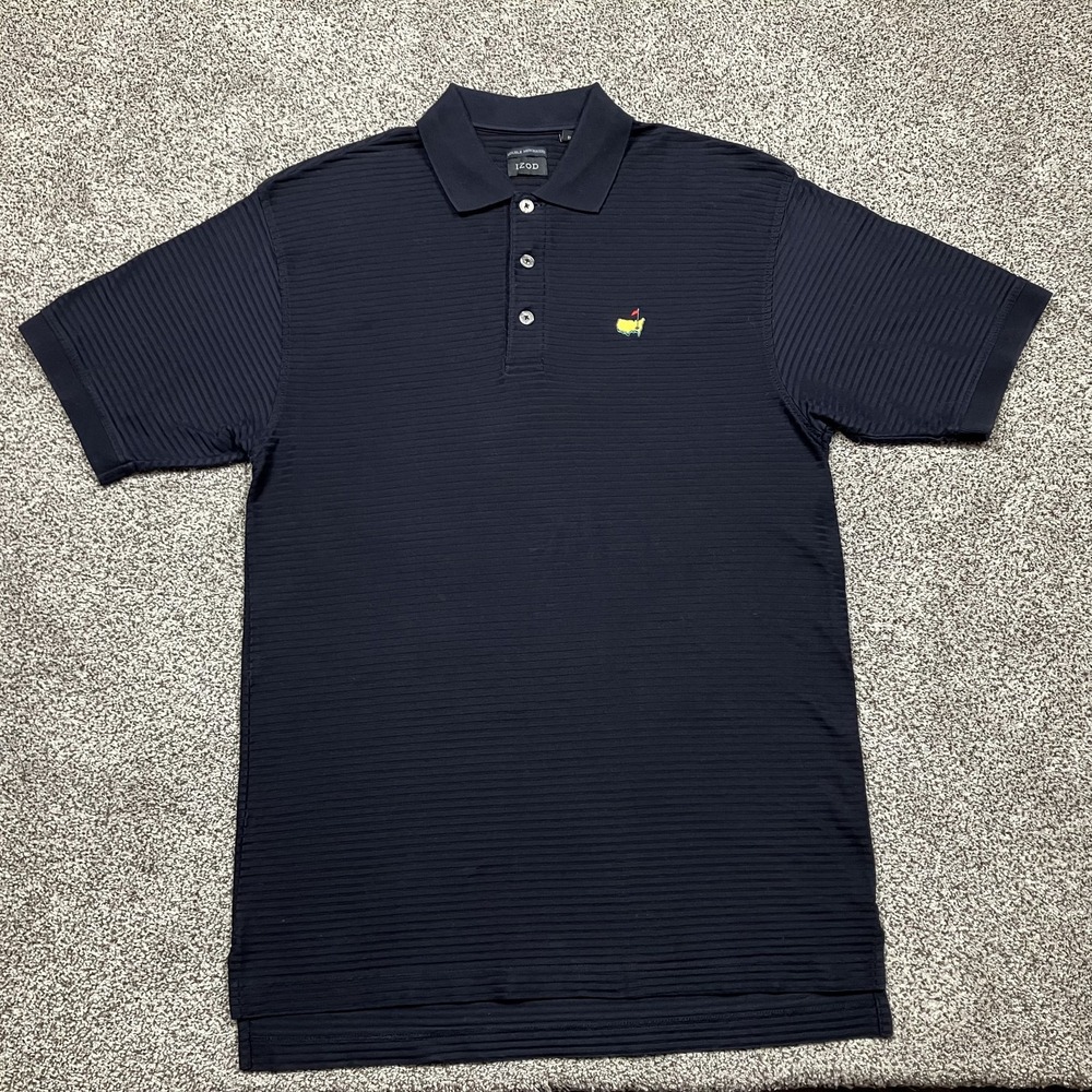Izod Polo Shirt‎ Mens Large Double Mercerized Golf Augusta Masters Preppy Black